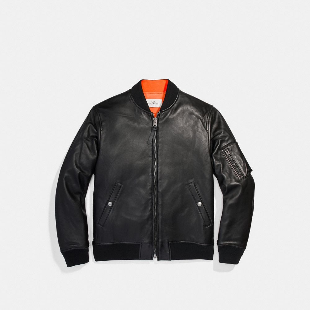 COACH F20992 Leather Ma-1 Jacket BLACK