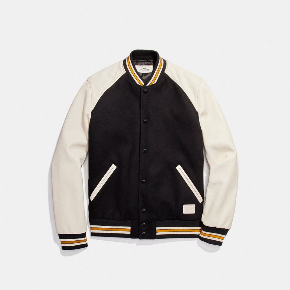 WOOL LEATHER VARSITY JACKET - COACH f20995 - BLACK