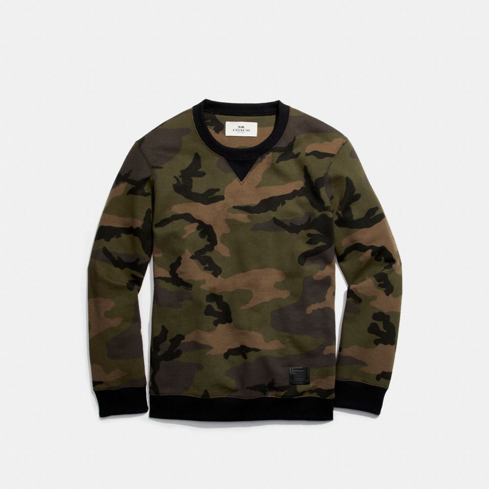 COACH f20997 CAMO SWEATSHIRT DARK GREEN CAMO