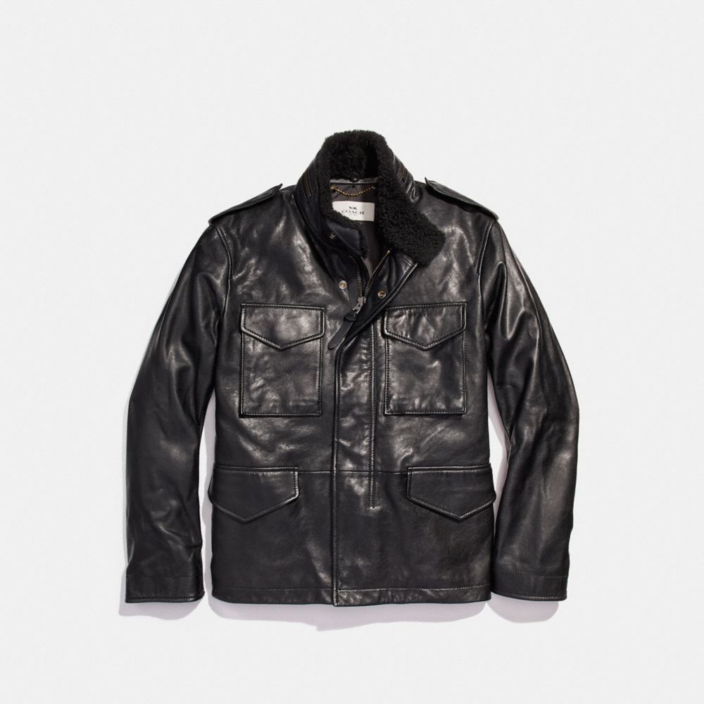 COACH F20998 - LEATHER FOUR POCKET JACKET - BLACK | COACH MEN