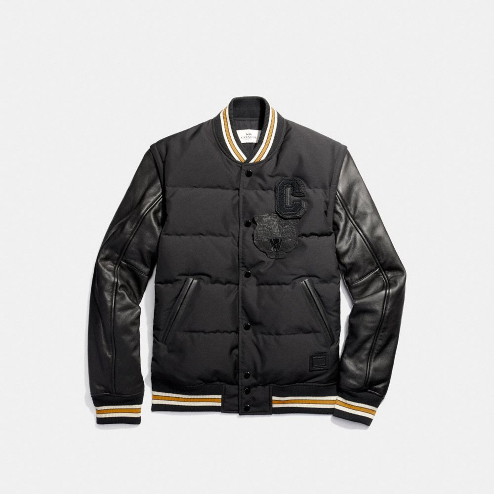 DOWN VARSITY JACKET - BLACK/BLACK - COACH F21007