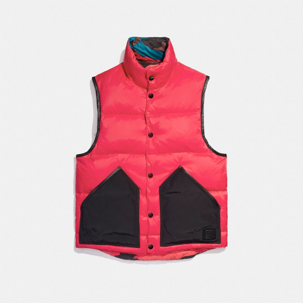 COACH F21009 - REVERSIBLE DOWN VEST RED/BLACK/RED CAMO
