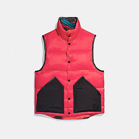 COACH REVERSIBLE DOWN VEST - RED - f21009