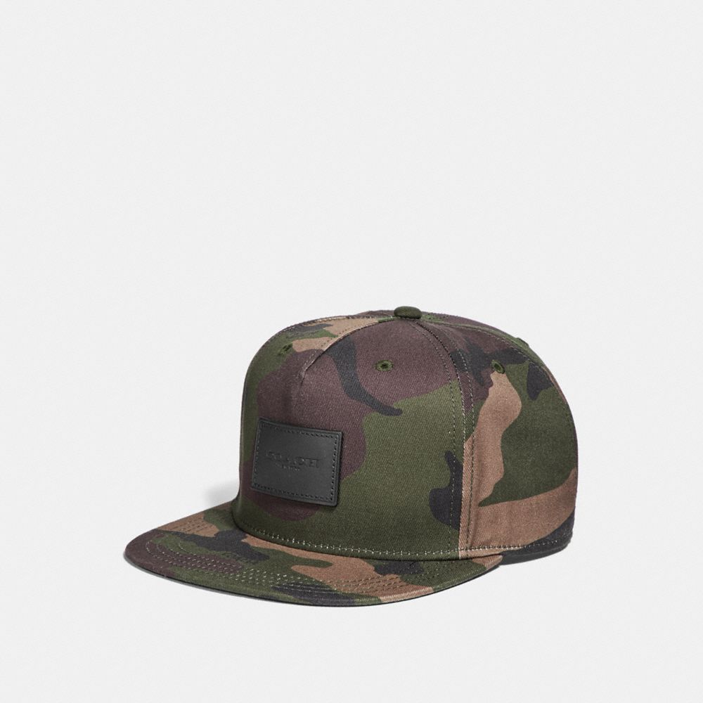 COACH CAMO FLAT BRIM HAT - DARK GREEN CAMO - f21012