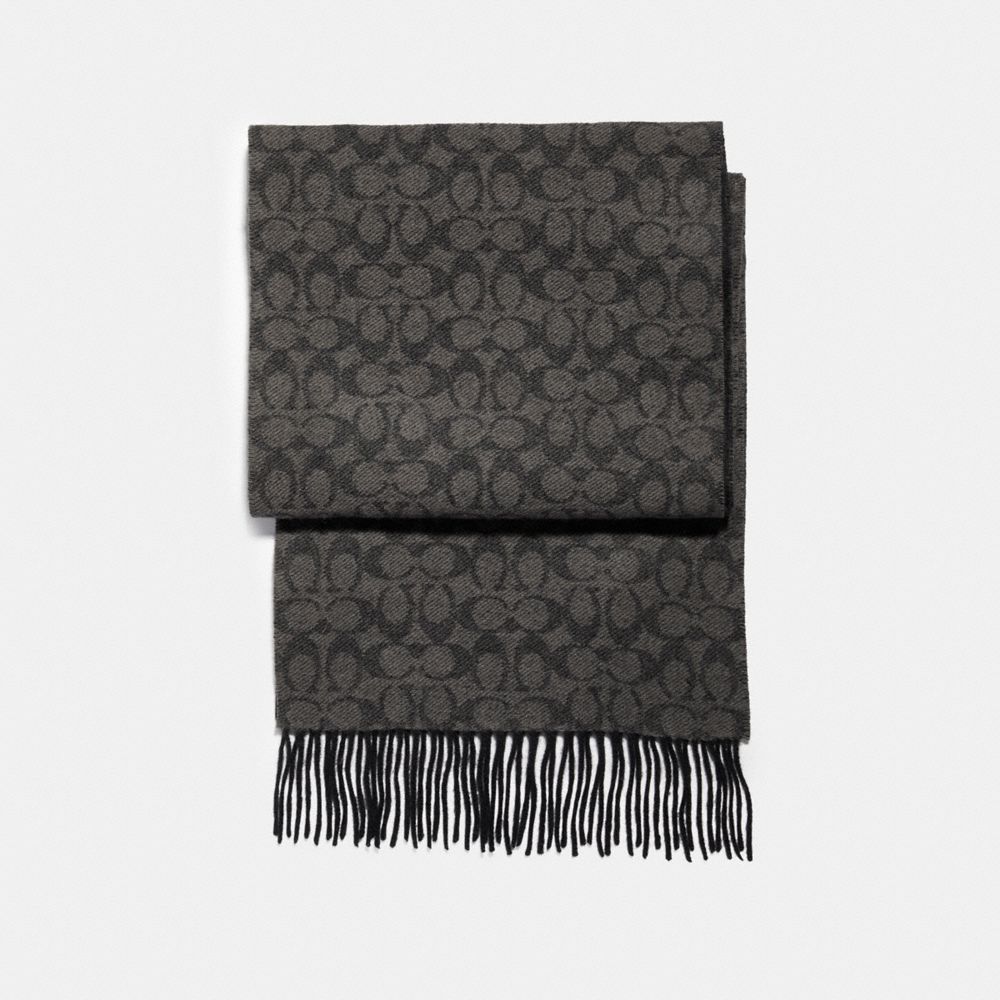 CASHMERE BLEND BI COLOR SIGNATURE C SCARF - COACH f21056 - BLACK