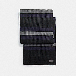 COACH F21058 Varsity Stripe Knit Scarf BLACK