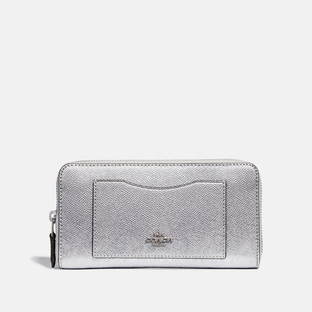 COACH F21068 ACCORDION ZIP WALLET METALLIC-SILVER/SILVER