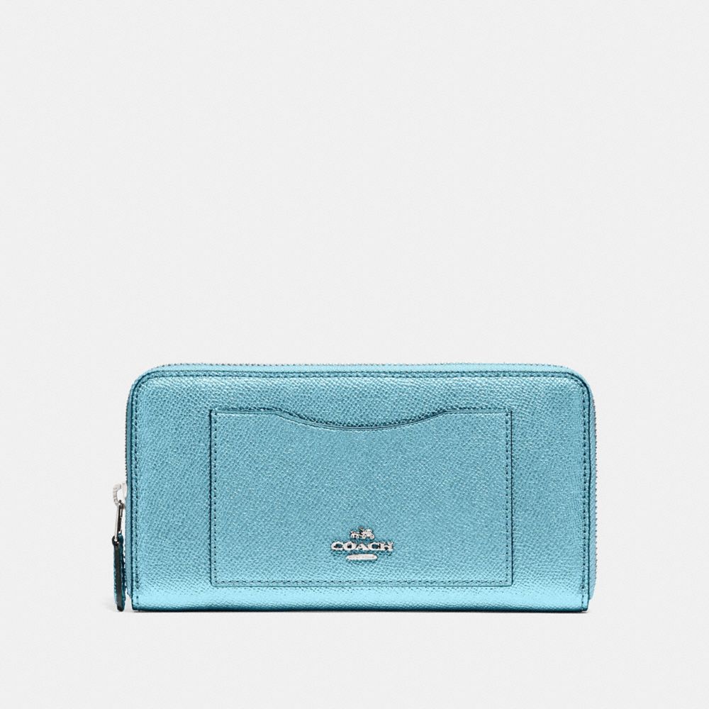 COACH F21068 - ACCORDION ZIP WALLET METALLIC SKY BLUE/SILVER