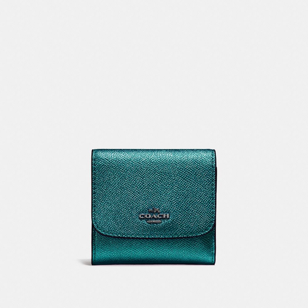 SMALL WALLET - BLACK ANTIQUE NICKEL/METALLIC DARK TEAL - COACH F21069