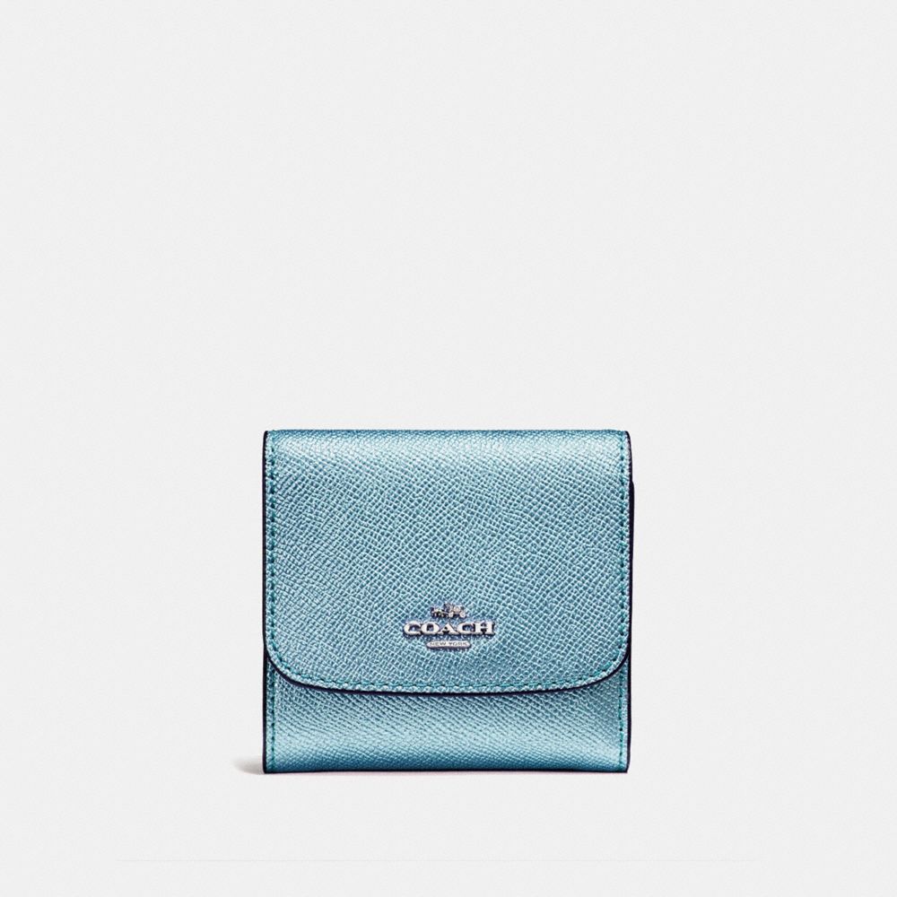 COACH F21069 - SMALL WALLET METALLIC SKY BLUE/SILVER