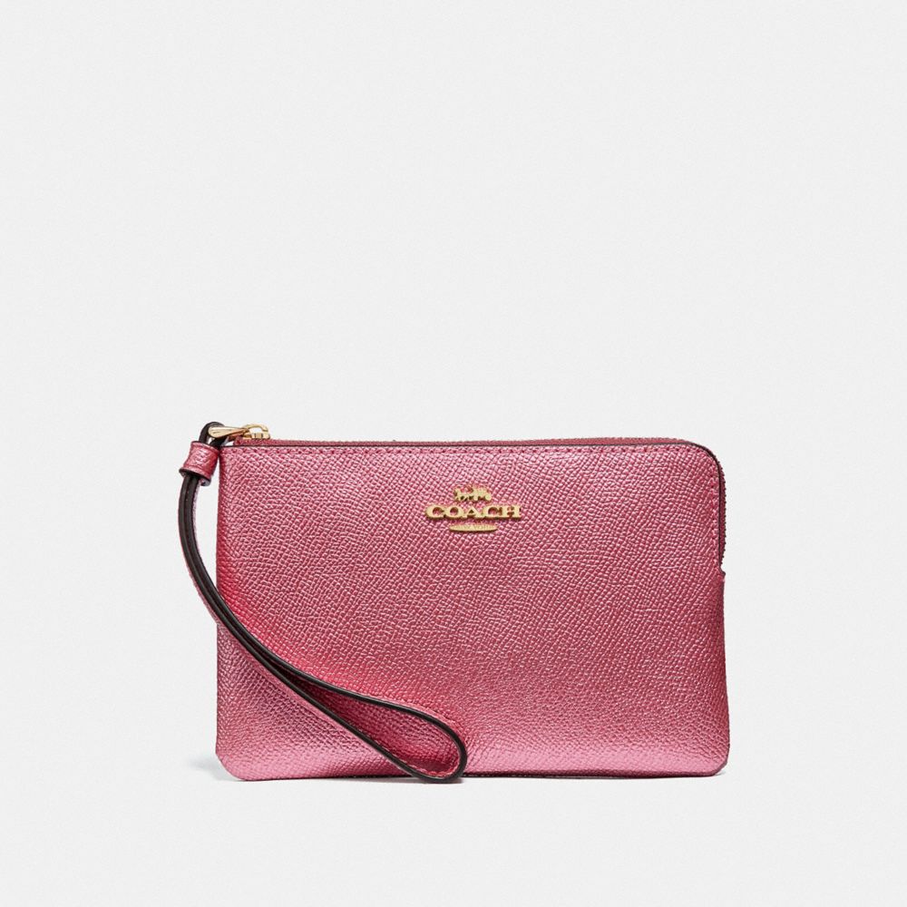 COACH F21070 - CORNER ZIP WRISTLET METALLIC ANTIQUE BLUSH/LIGHT GOLD