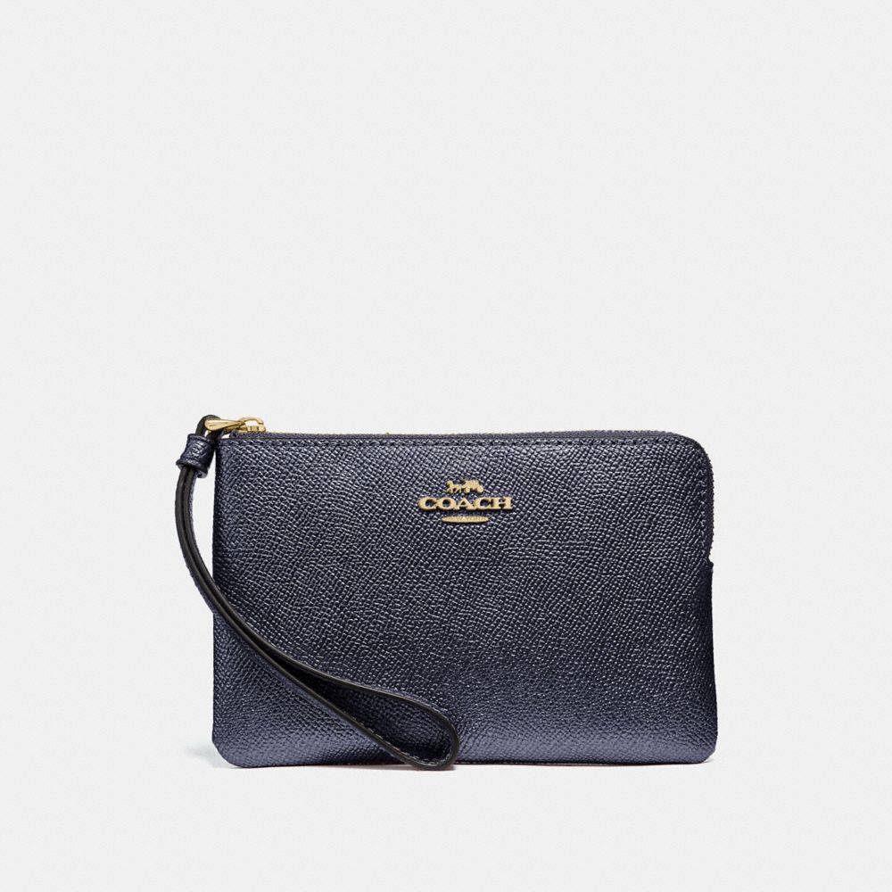 COACH CORNER ZIP WRISTLET - METALLIC DENIM/LIGHT GOLD - F21070