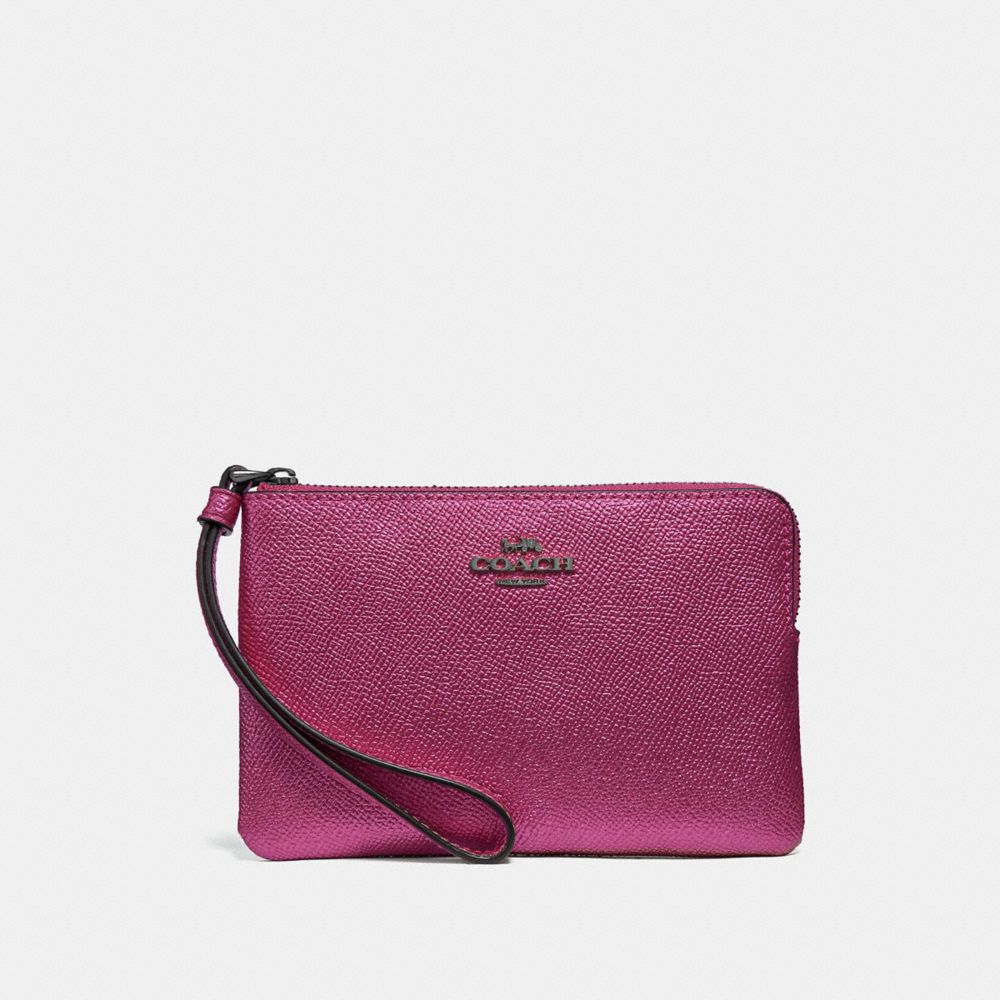 CORNER ZIP WRISTLET - METALLIC MAGENTA/BLACK ANTIQUE NICKEL - COACH F21070