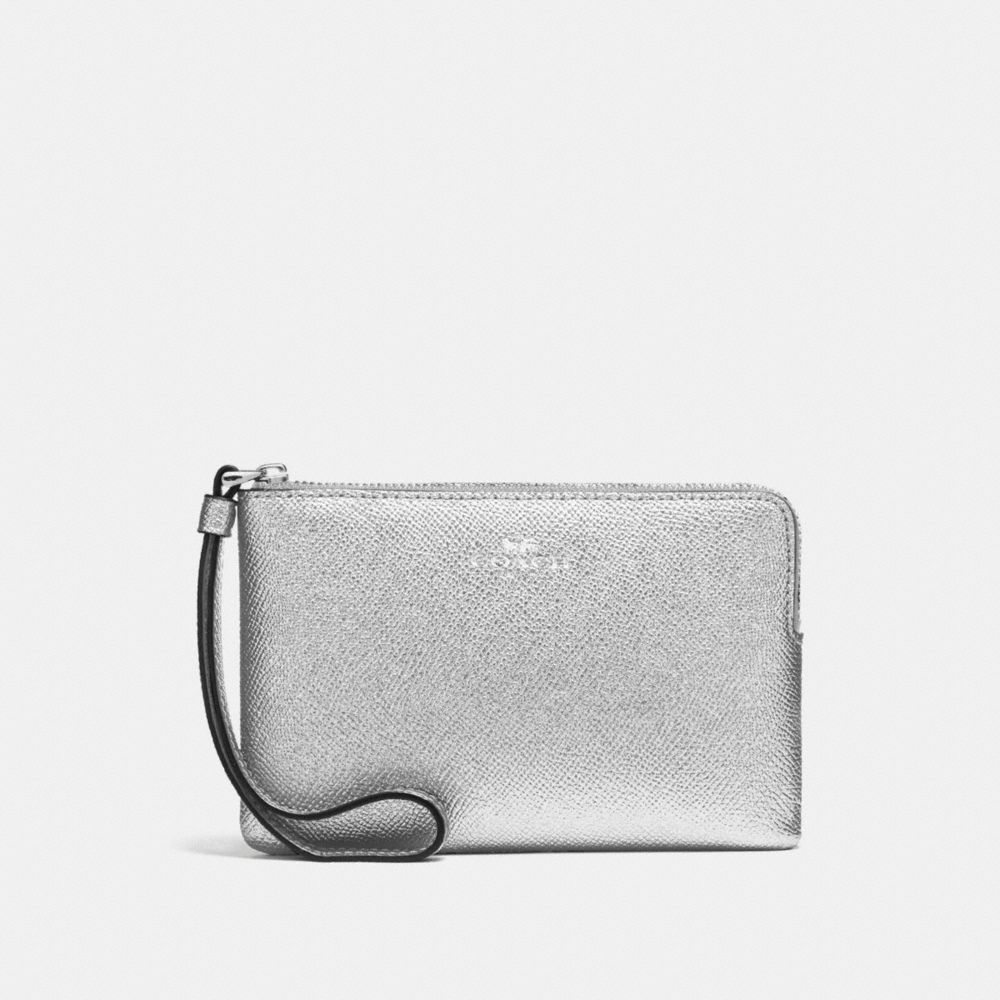 COACH CORNER ZIP WRISTLET - METALLIC SILVER/SILVER - f21070