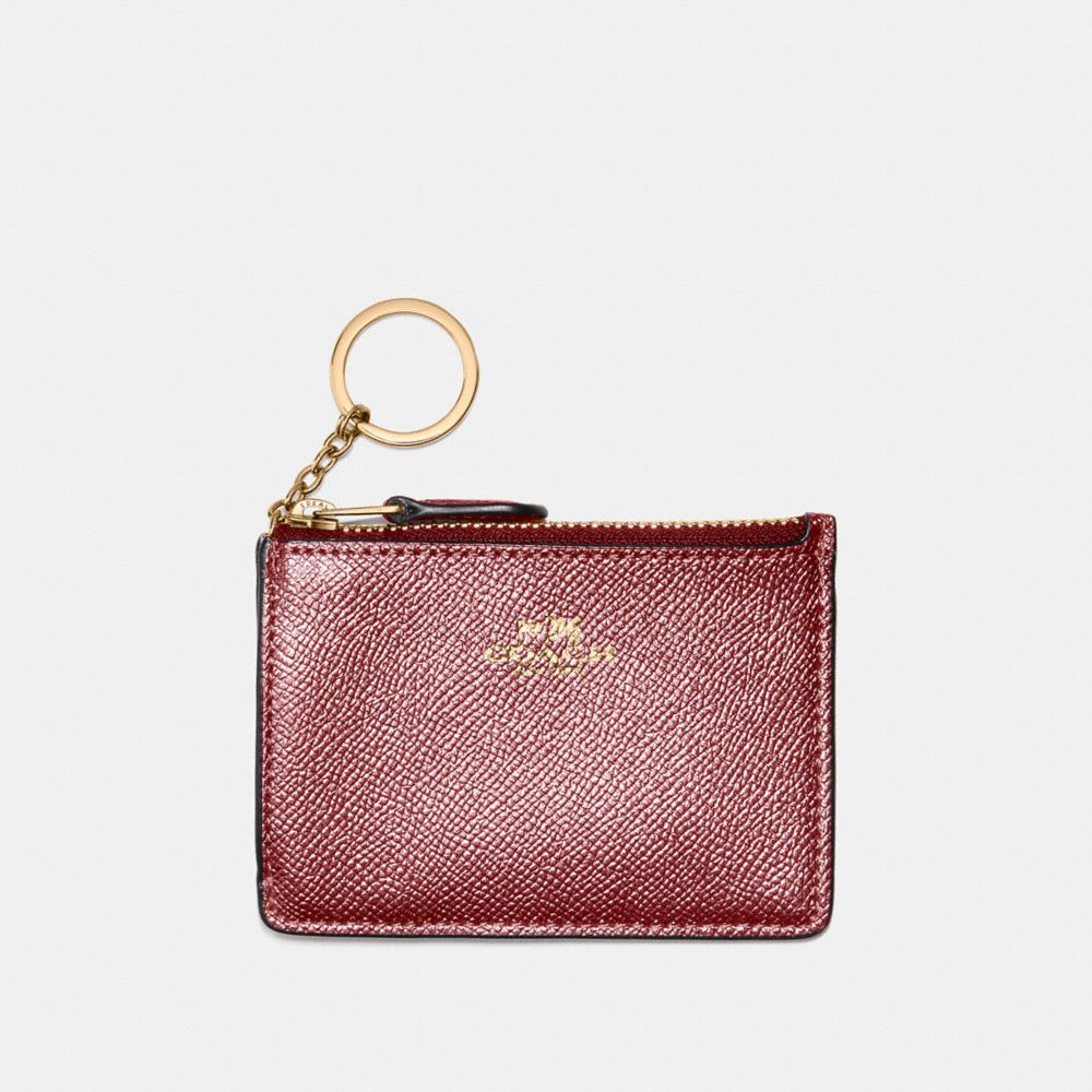 MINI SKINNY ID CASE - LIGHT GOLD/METALLIC CHERRY - COACH F21072