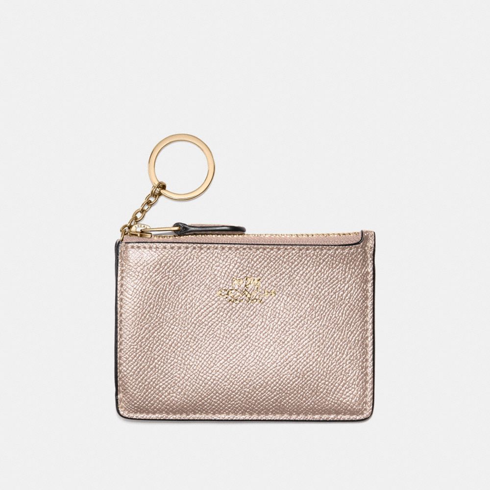 MINI SKINNY ID CASE IN METALLIC CROSSGRAIN LEATHER - LIGHT GOLD/PLATINUM - COACH F21072