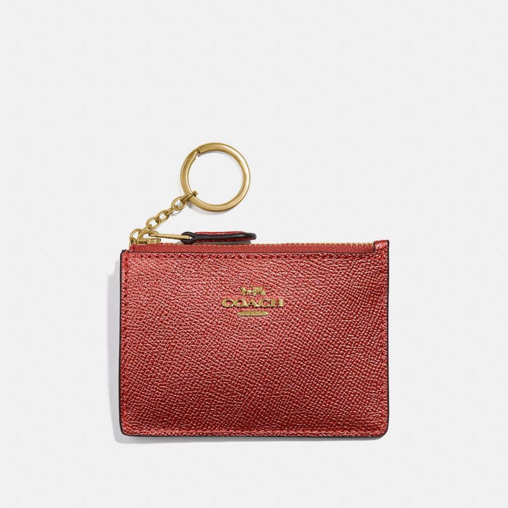 COACH F21072 MINI SKINNY ID CASE METALLIC CURRANT/LIGHT GOLD