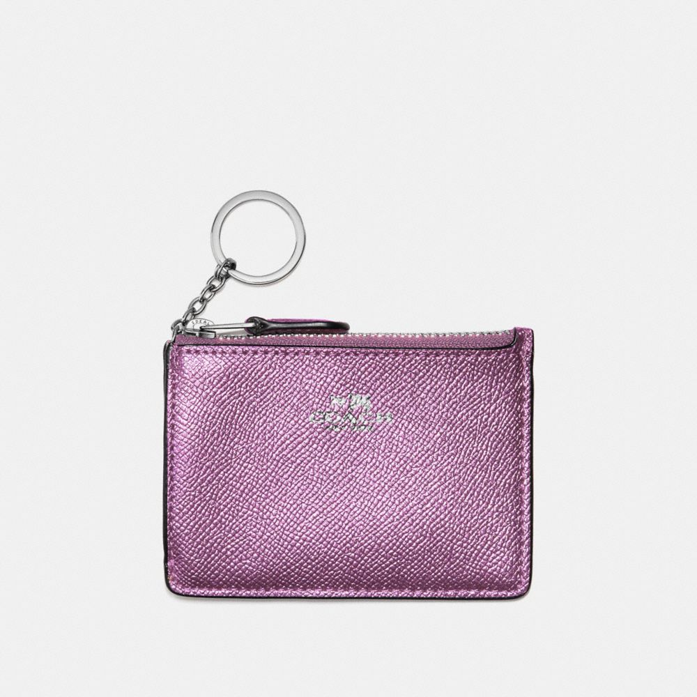 MINI SKINNY ID CASE IN METALLIC CROSSGRAIN LEATHER - f21072 - SILVER/METALLIC LILAC