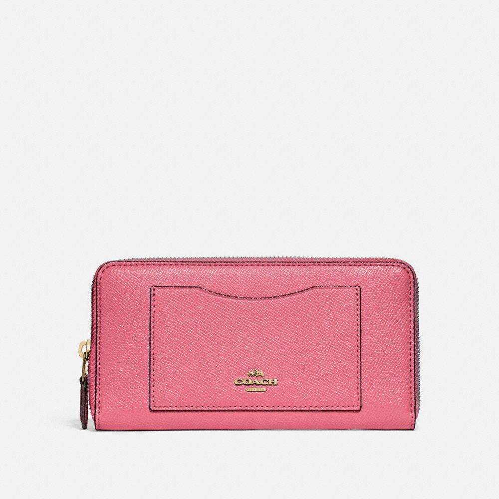 COACH F21073 ACCORDION ZIP WALLET PEONY/LIGHT-GOLD