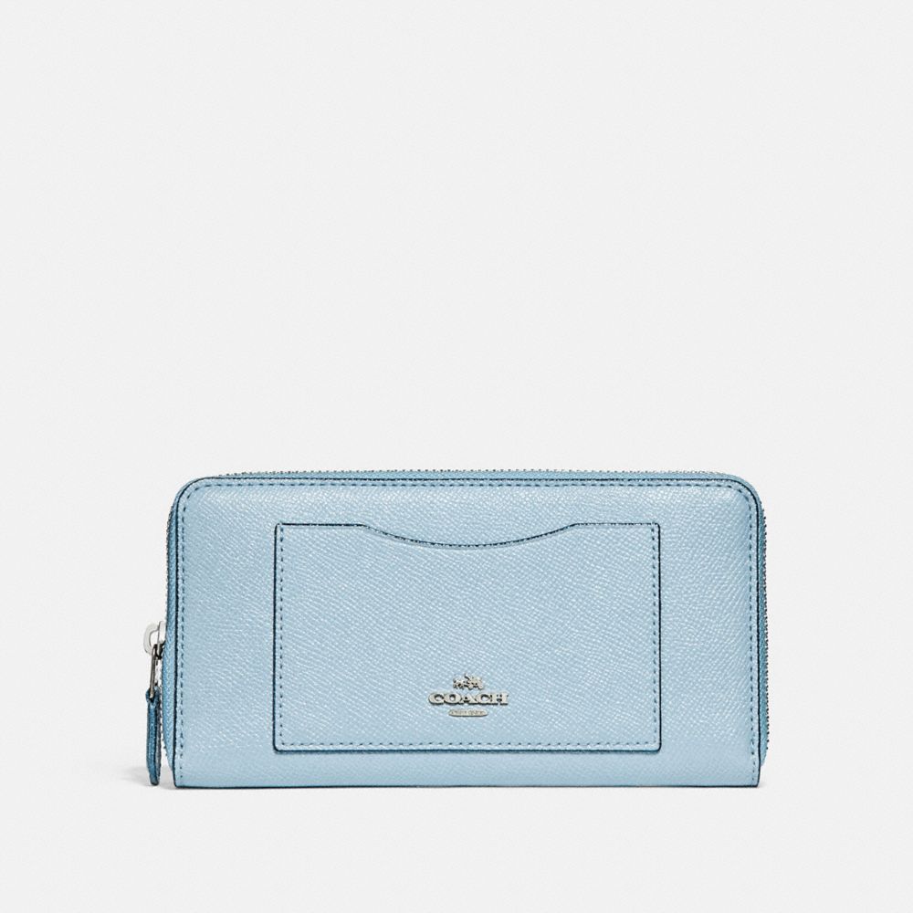 COACH F21073 ACCORDION ZIP WALLET SILVER/PALE-BLUE