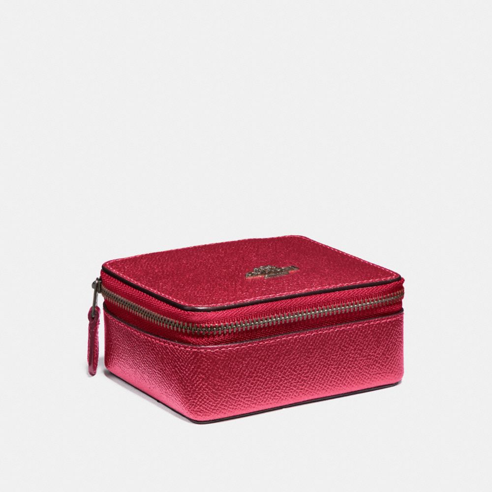 COACH JEWELRY BOX - METALLIC HOT PINK/BLACK ANTIQUE NICKEL - F21074