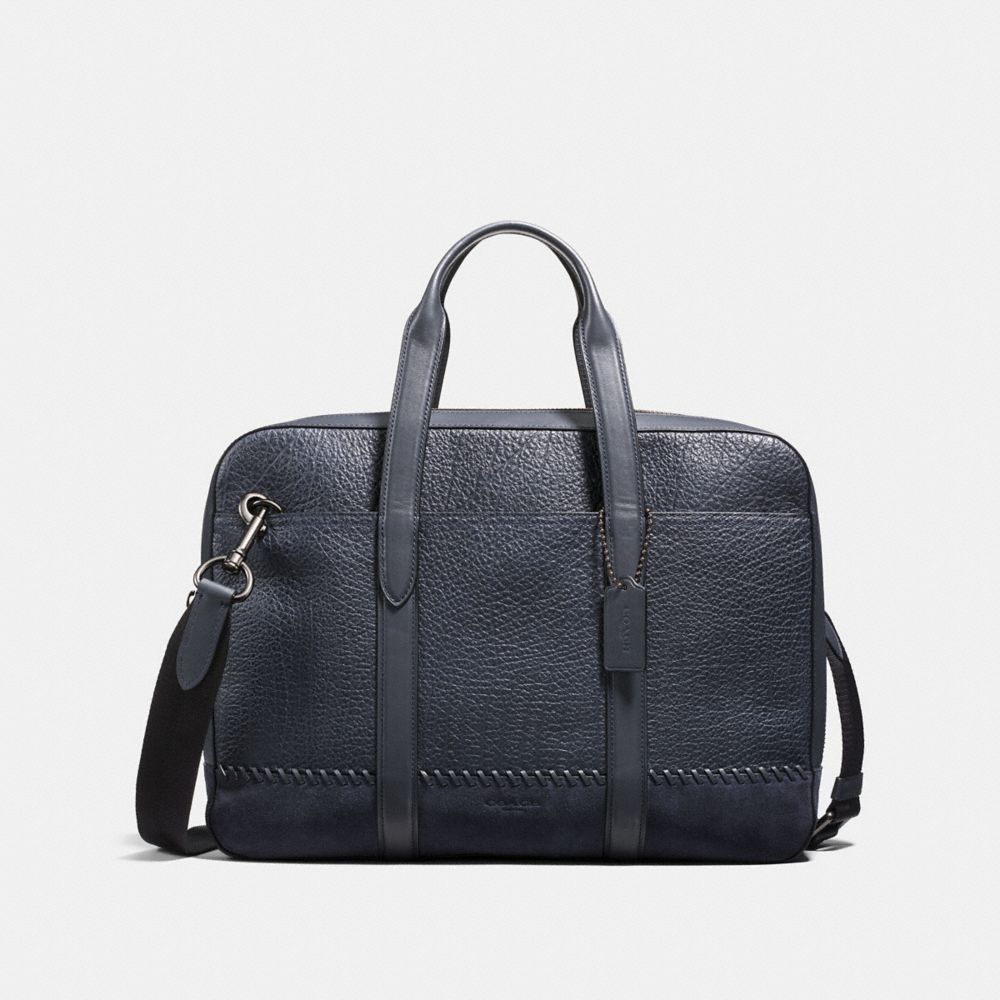 COACH METROPOLITAN SOFT BRIEF WITH BASEBALL STITCH - MIDNIGHT NAVY/BLACK ANTIQUE NICKEL - F21080