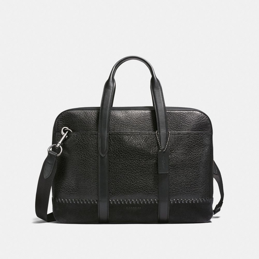 COACH METROPOLITAN SOFT BRIEF WITH BASEBALL STITCH - BLACK/BLACK ANTIQUE NICKEL - F21080