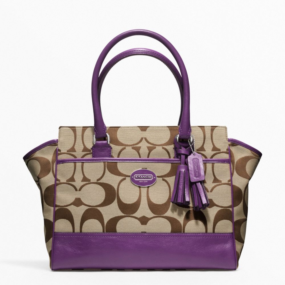 COACH SIGNATURE MEDIUM CANDACE CARRYALL - SILVER/KHAKI/VIOLET - F21151