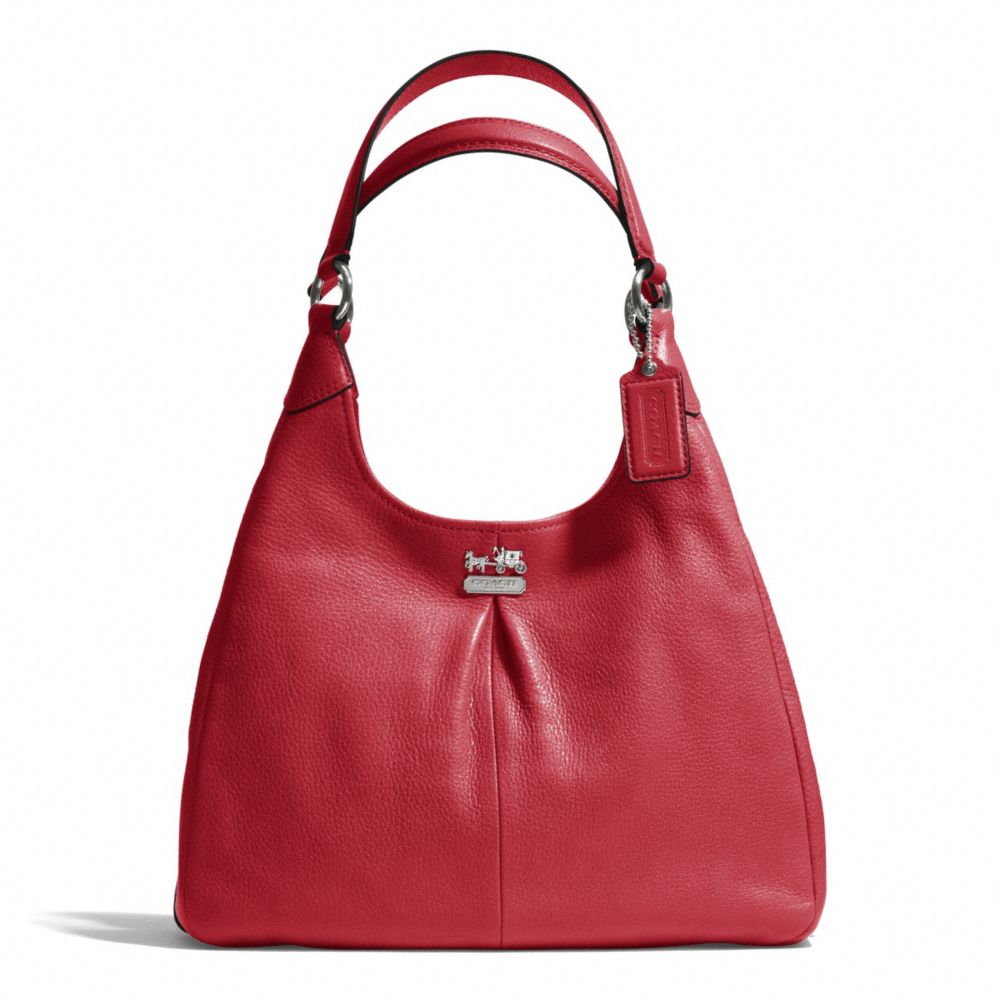 COACH f21225 MADISON LEATHER MAGGIE SILVER/SCARLET