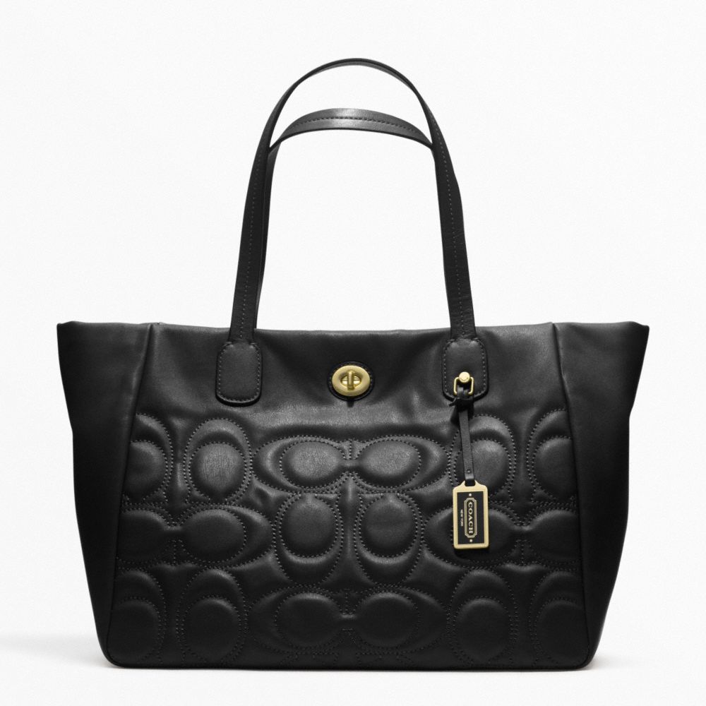 WEEKEND TURNLOCK TOTE IN QUILTED LEATHER - f21237 - F21237B4BK