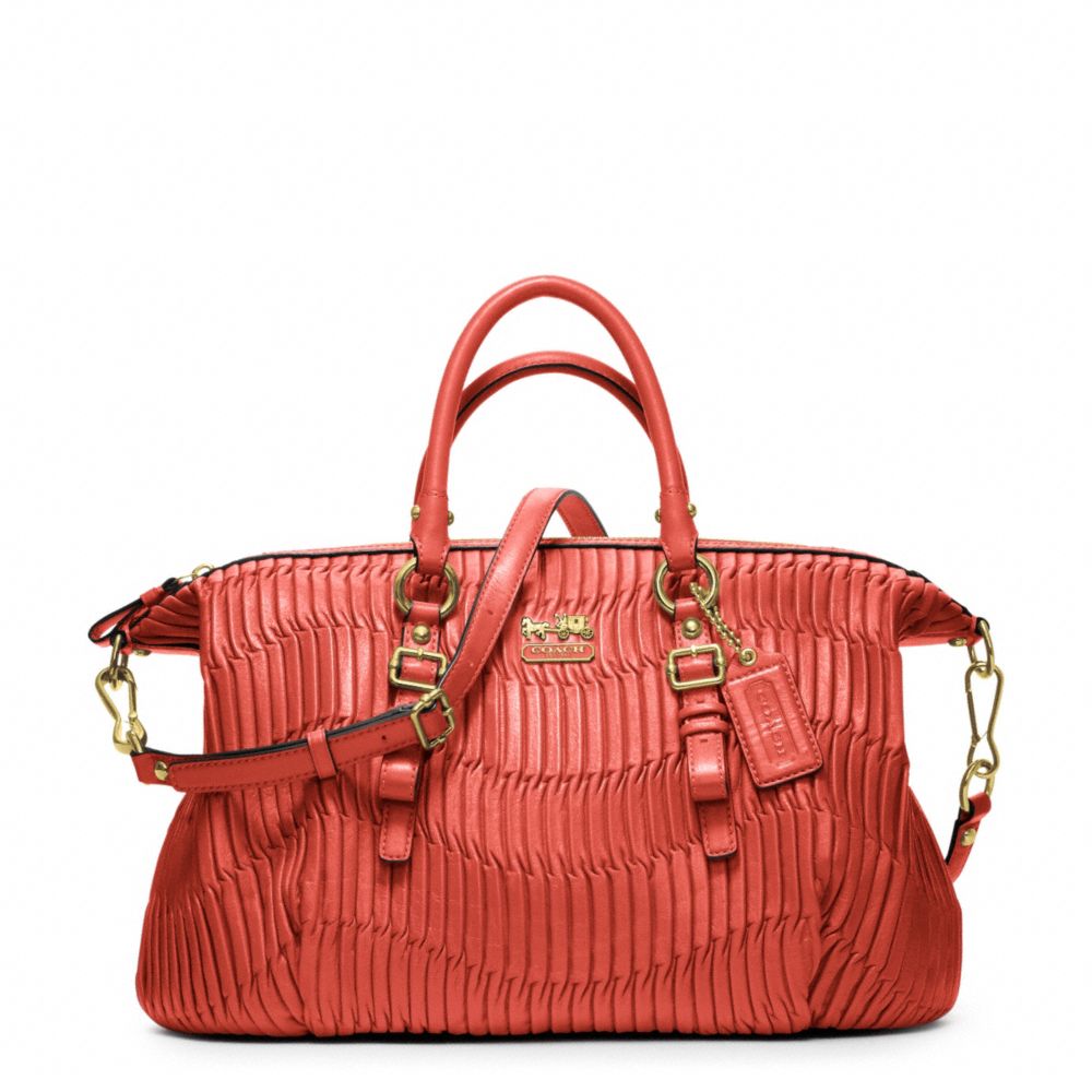 COACH f21280 MADISON GATHERED LEATHER JULIETTE BRASS/CORAL