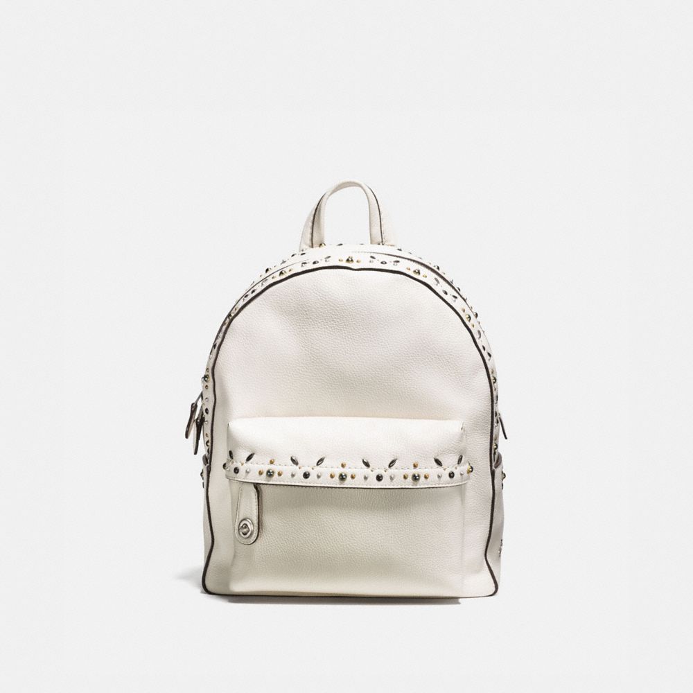 COACH F21354 Campus Backpack With Prairie Rivets CHALK/LIGHT ANTIQUE NICKEL