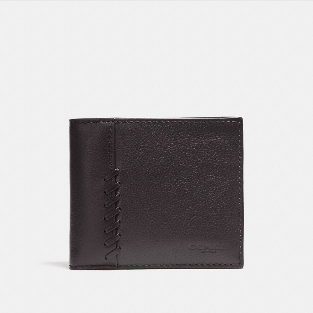 3-IN-1 WALLET WITH BASEBALL STITCH - f21371 - BLACK