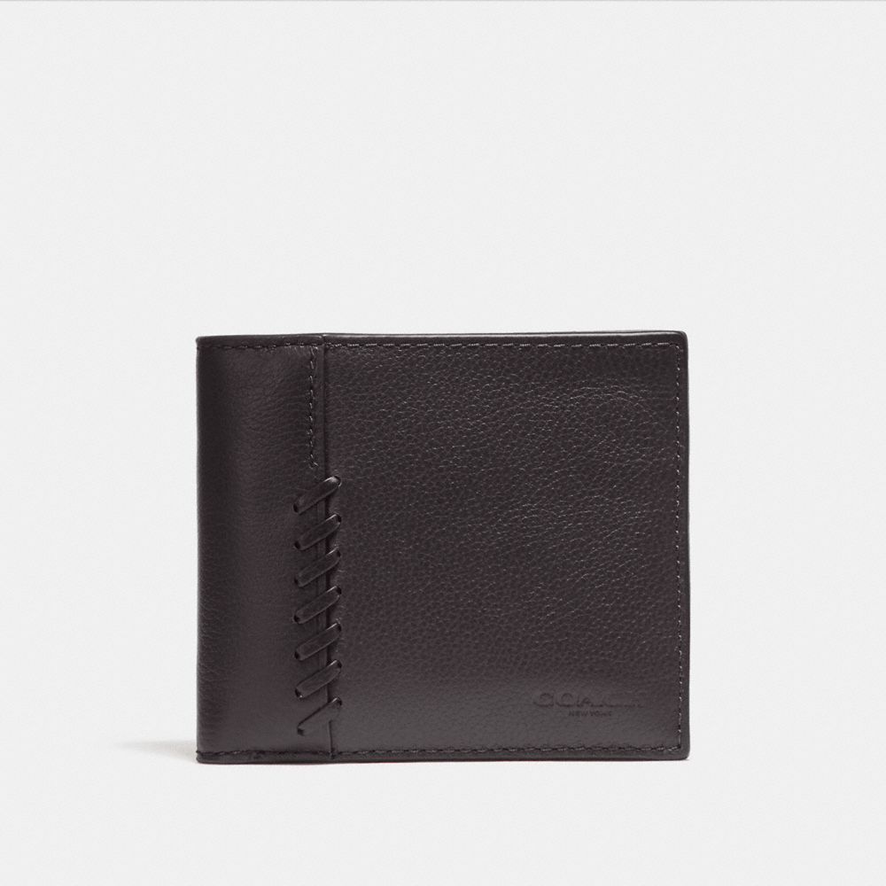 COACH f21371 3-IN-1 WALLET WITH BASEBALL STITCH BLACK