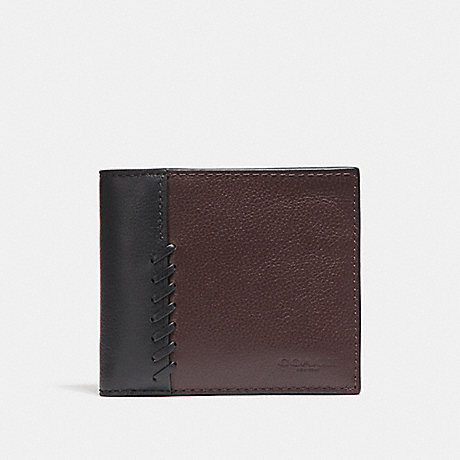 COACH 3-IN-1 WALLET WITH BASEBALL STITCH - OXBLOOD/BLACK - f21371