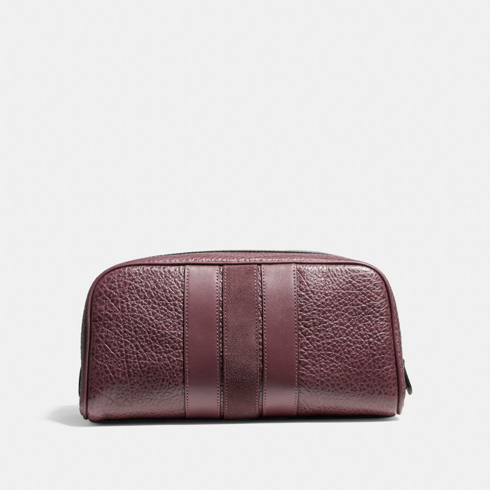 TRAVEL KIT WITH VARSITY STRIPE - f21387 - OXBLOOD