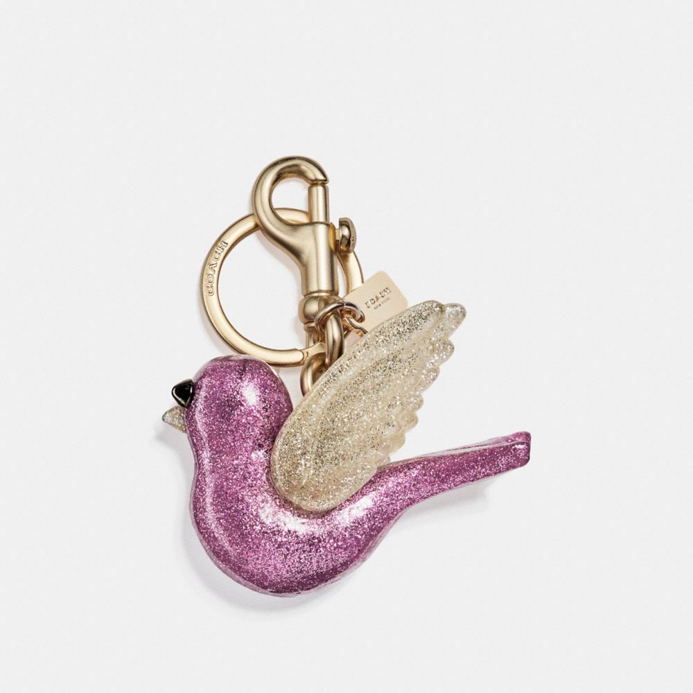 BIRD BAG CHARM - COACH f21395 - GOLD/METALLIC LILAC