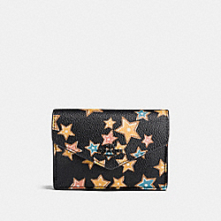 ENVELOPE CARD CASE WITH STARLIGHT PRINT - COACH f21555 - MATTE BLACK/BLACK MULTI