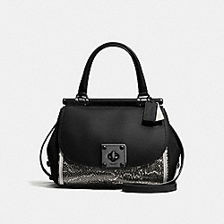 DRIFTER TOP HANDLE IN SNAKESKIN - CHALK/BLACK/DARK GUNMETAL - COACH F21584