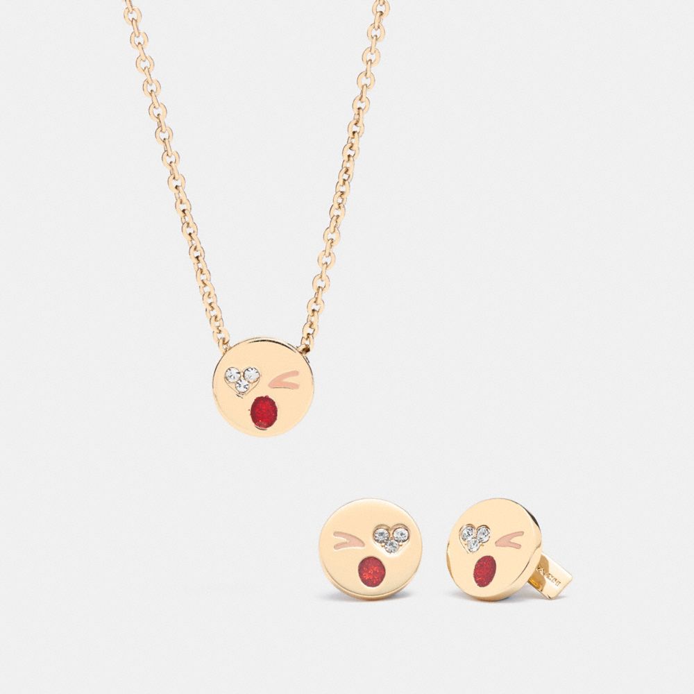 WINKY NECKLACE AND EARRING SET - COACH f21618 - GOLD
