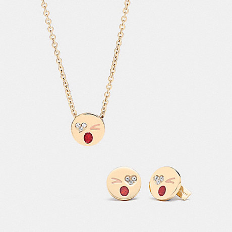 COACH F21618 WINKY NECKLACE AND EARRING SET GOLD