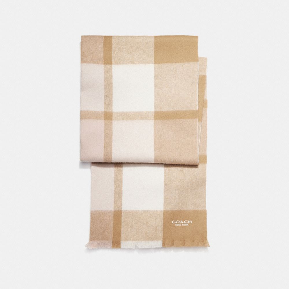 BIG PLAID MUFFLER - CARAMEL/CHALK - COACH F21637