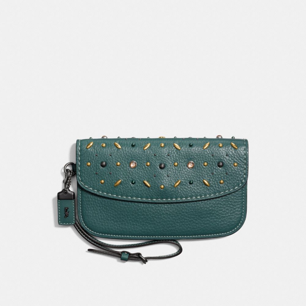 COACH F21638 Clutch With Prairie Rivets BP/DARK TURQUOISE