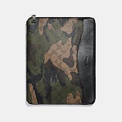 TECH CASE IN SIGNATURE CAMO COATED CANVAS - f21646 - MAHOGANY/DARK GREEN CAMO