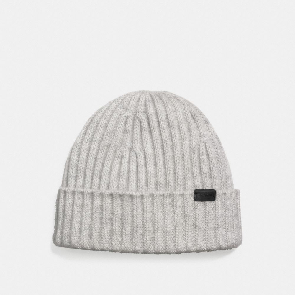 COACH CASHMERE BEANIE - HEATHER GREY - F21718