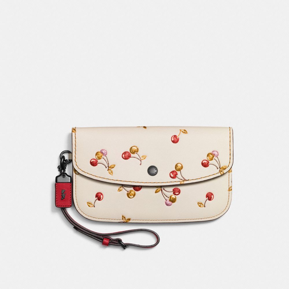 COACH F21778 CLUTCH WITH CHERRY PRINT BP/CHALK