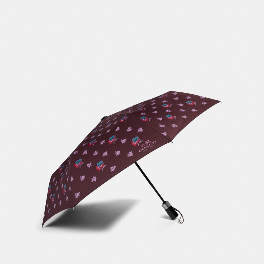 COACH f21798 WILDFLOWER UMBRELLA SILVER/OXBLOOD