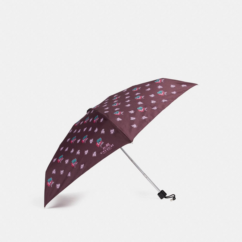 COACH F21799 Mini Wildflower Umbrella SILVER/OXBLOOD