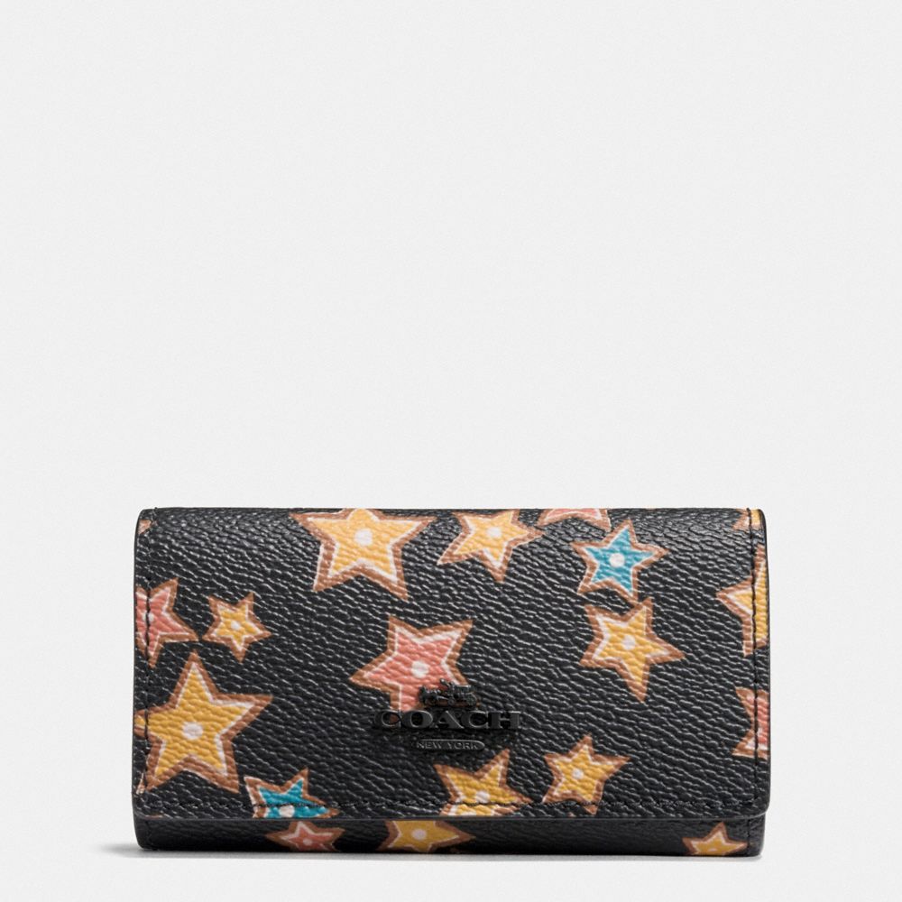 SIX RING KEY CASE WITH STARLIGHT PRINT - F21804 - MW/BLACK MULTI