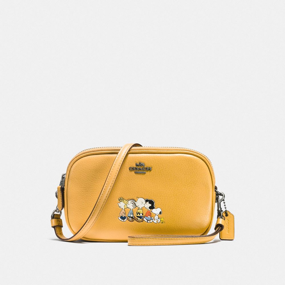 COACH F21817 SADIE CROSSBODY CLUTCH WITH SNOOPY QB/YELLOW GOLD